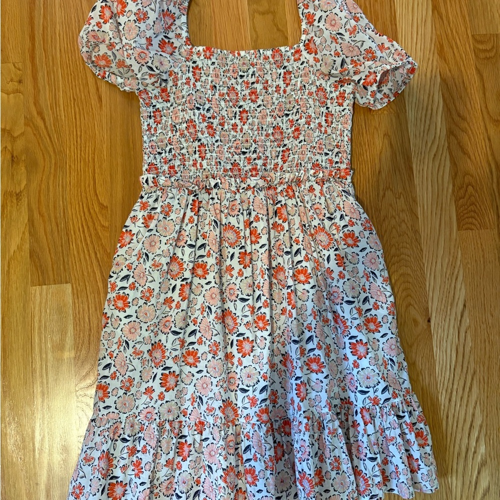 Vineyard Vines Floral Orange pink and White Kids Dress